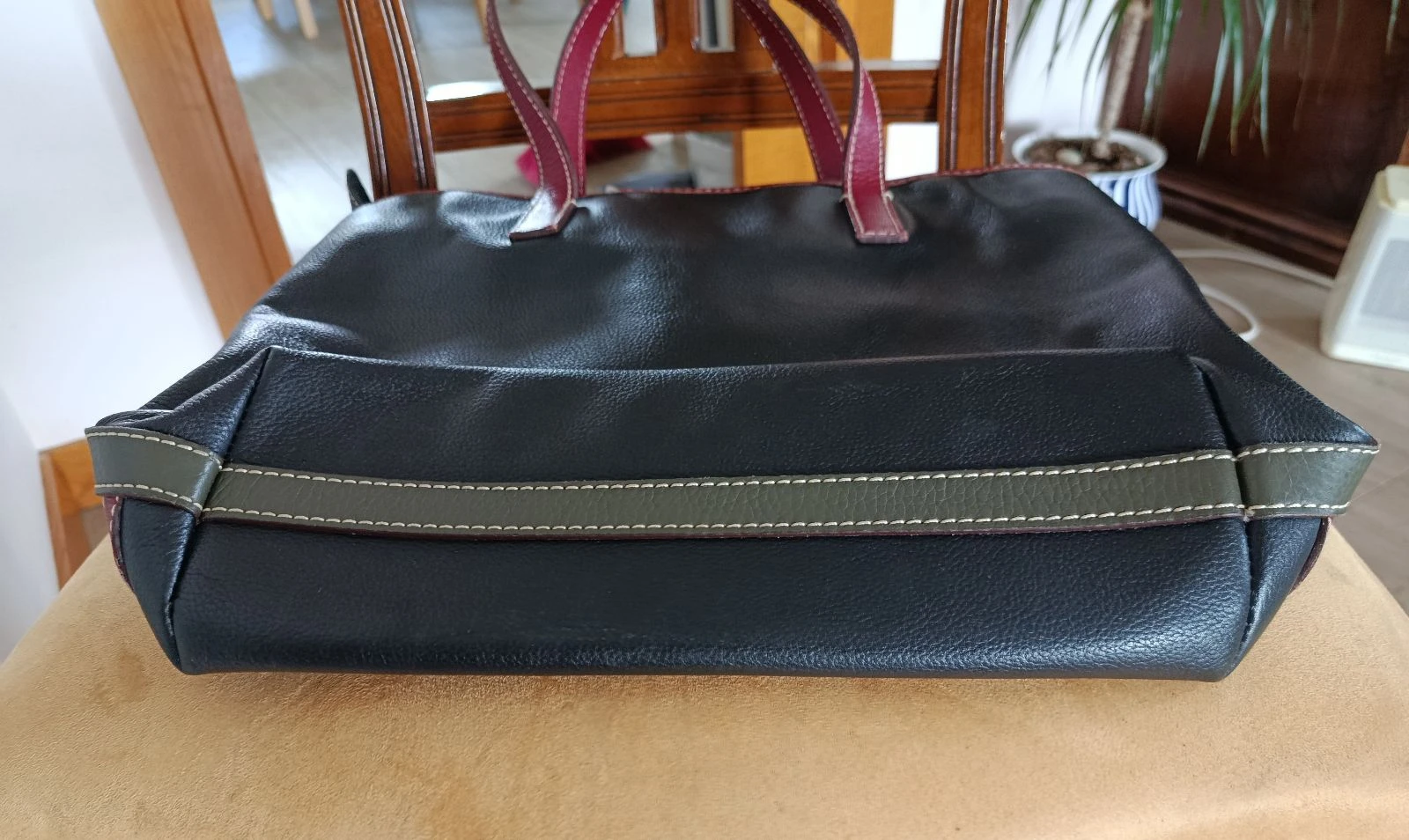 Dark Blue Bag with Green and Maroon Accents – photo 4